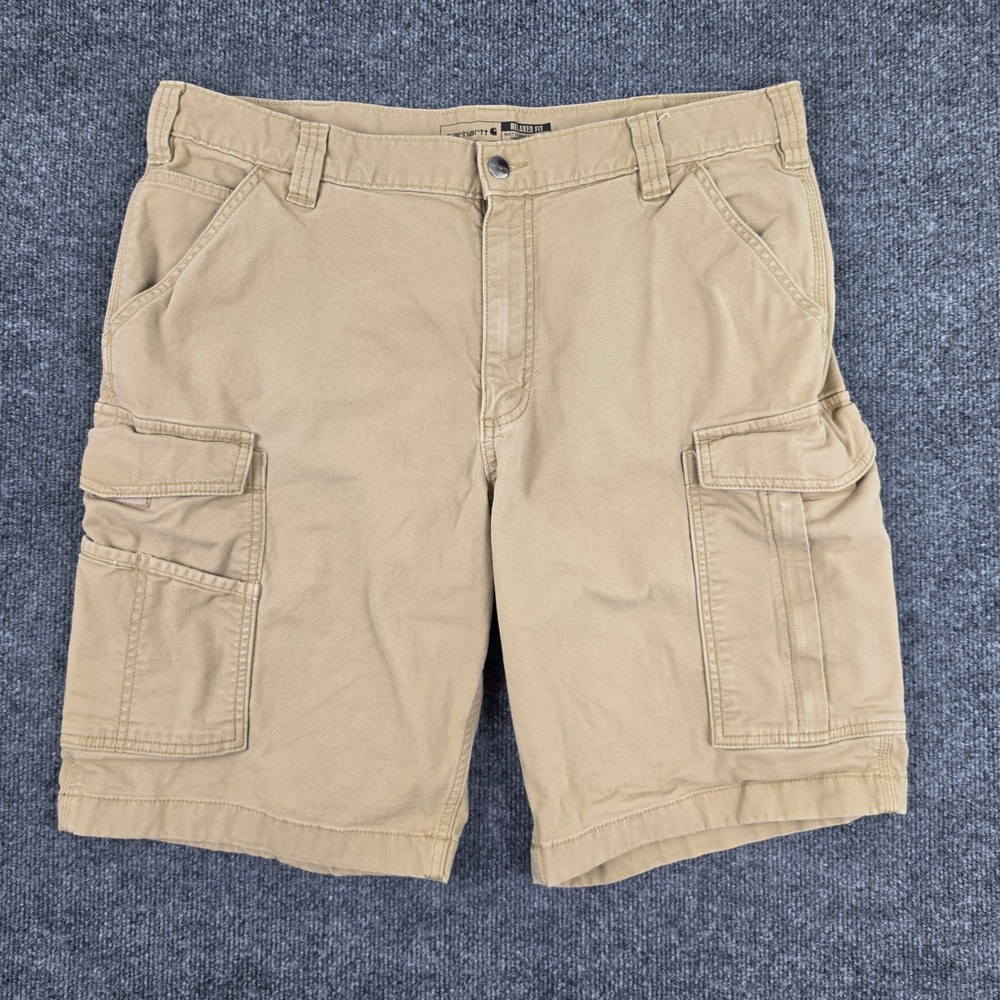 Carhartt BS3542-M Relaxed Fit Rigby Canvas Cargo Shorts Men's 38 Rugged Flex Tan